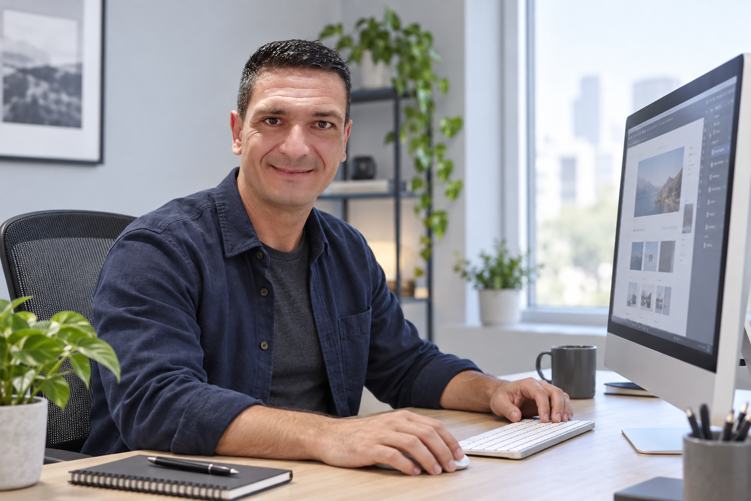 Antonio trabajando en el diseño de una web